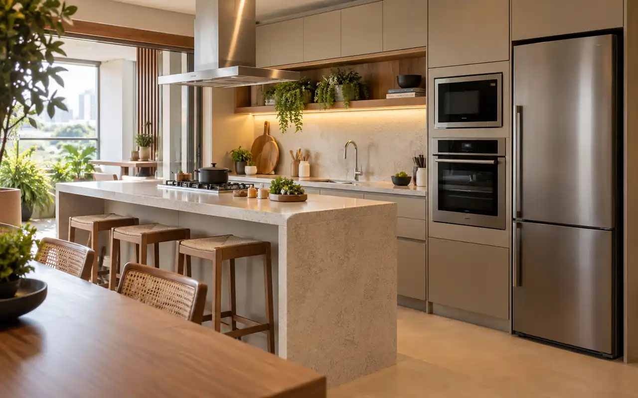 Cozinha com eletrodomésticos embutidos: o que avaliar antes de comprar ou reformar