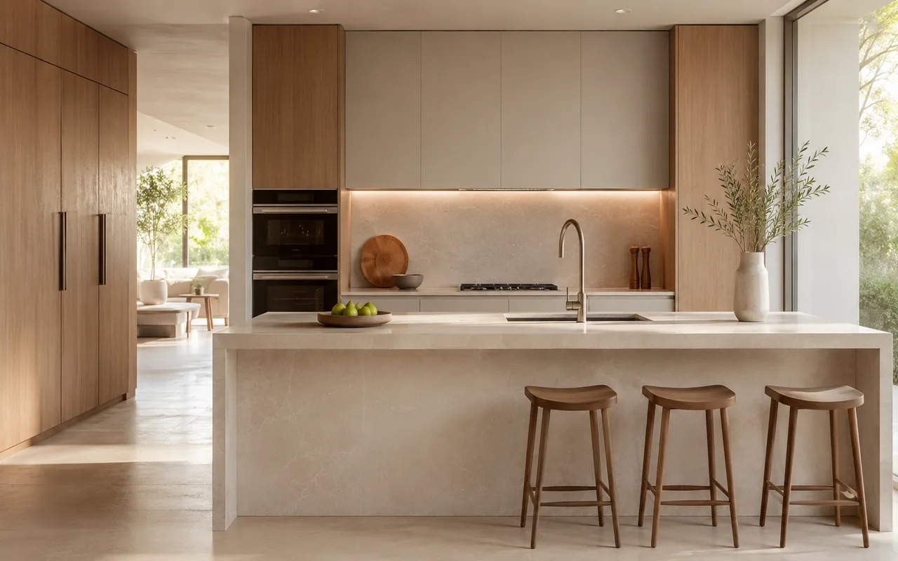 Cozinha moderna minimalista: menos informação visual, mais eficiência