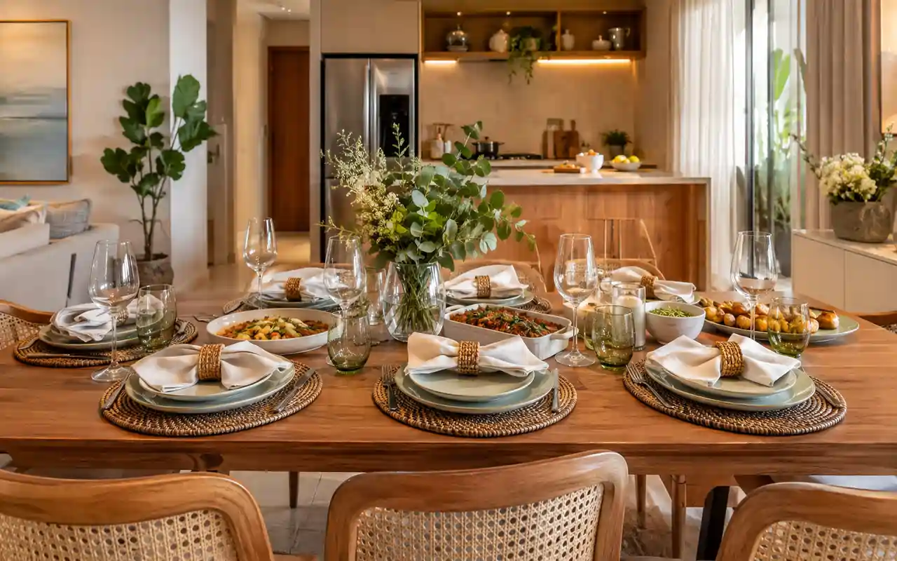 Mesa posta para almoço em família: guia prático para espaços reais