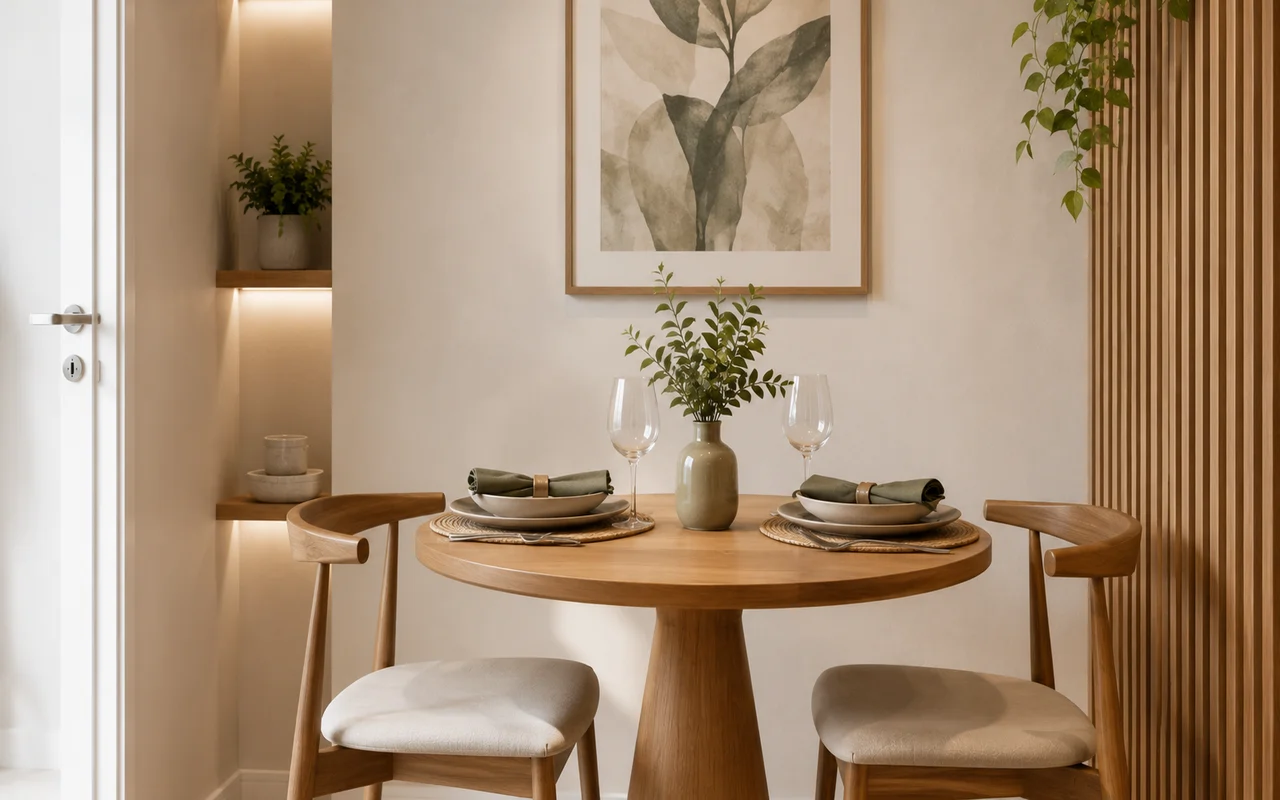 Mesa posta simples para espaços pequenos: composição sem excesso