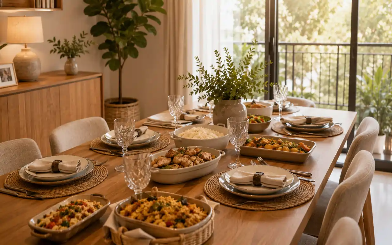 Mesa posta simples para receber em casa sem gastar muito