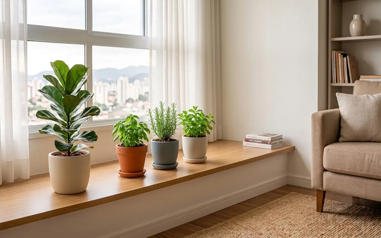 Plantas aromáticas na janela: como escolher o lugar e cuidar no dia a dia