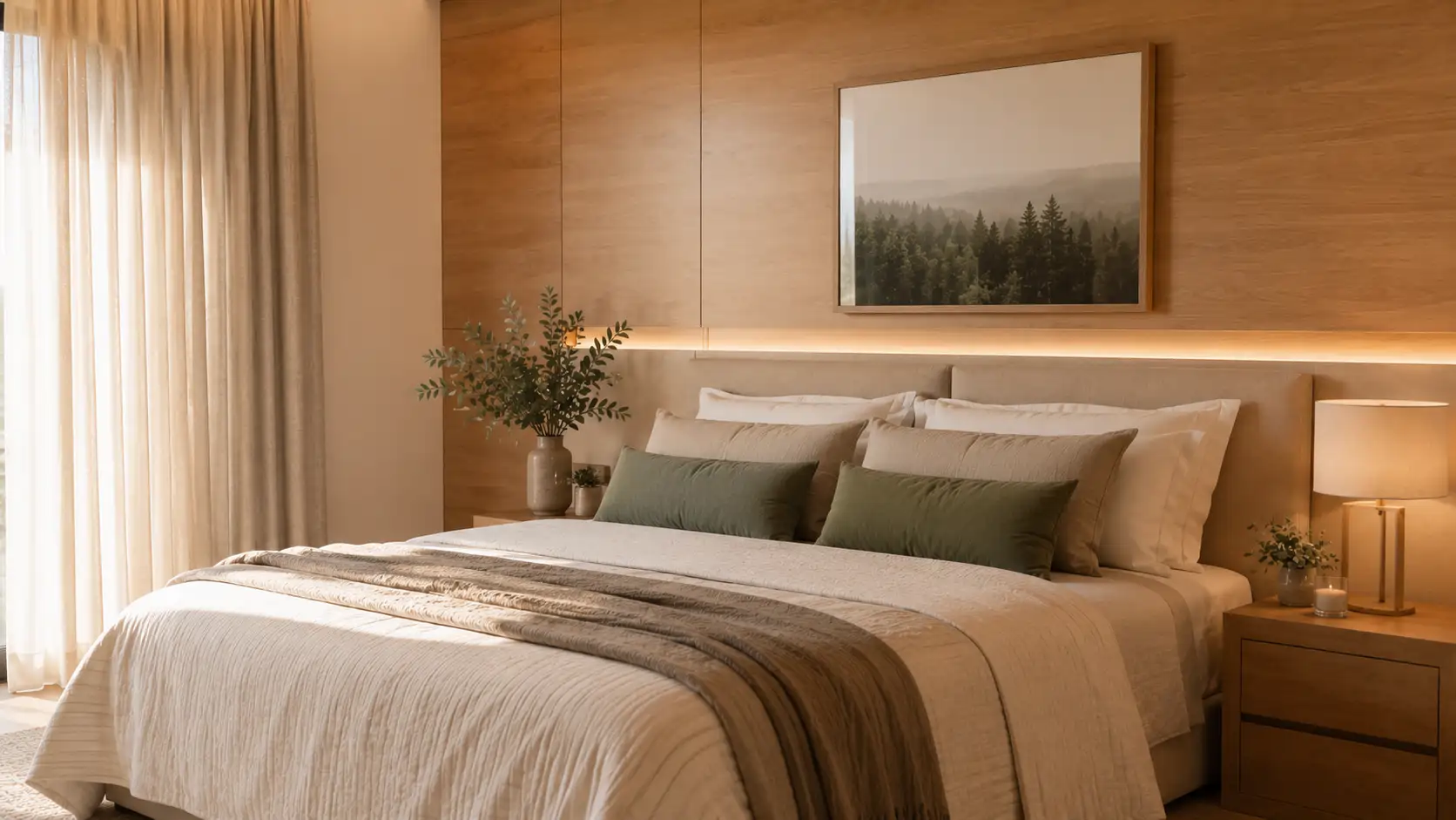 Quarto moderno com madeira: combinações para um ambiente acolhedor