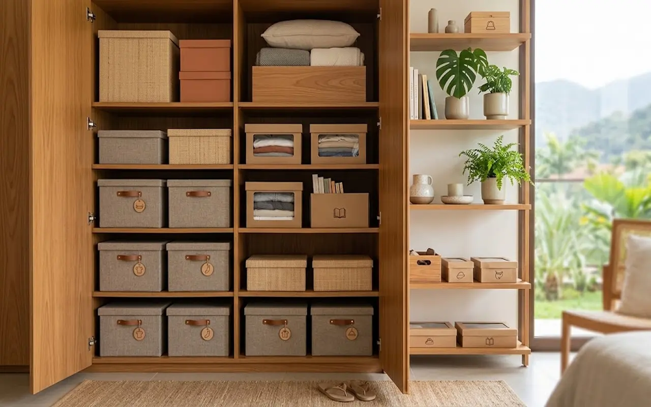 Organização com caixas: como usar sem esconder a bagunça